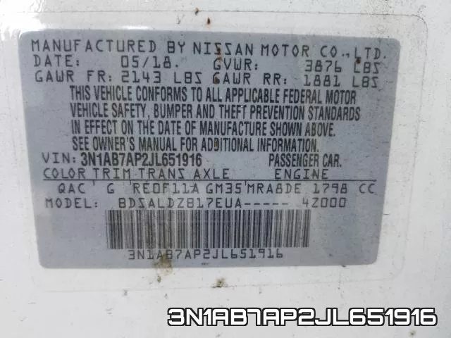 3N1AB7AP2JL651916 фото 2
