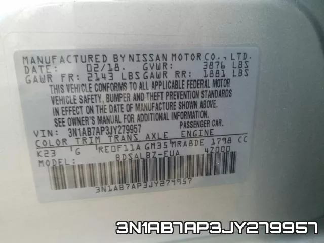 3N1AB7AP3JY279957 фото 2