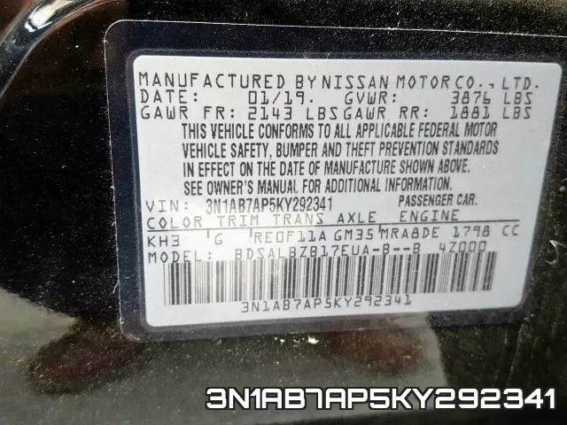 3N1AB7AP5KY292341 фото 2