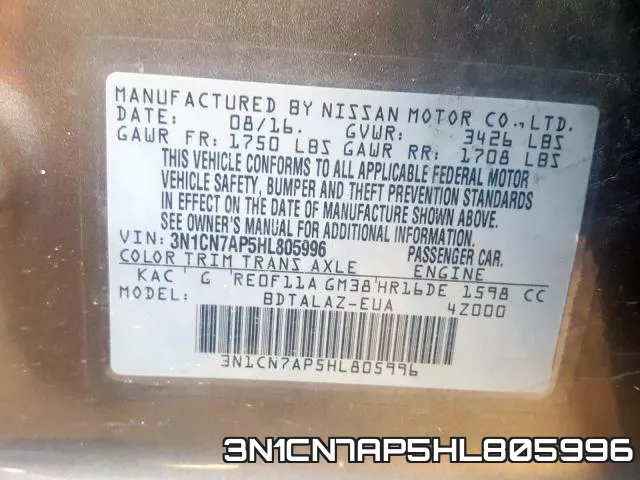 3N1CN7AP5HL805996 фото 2