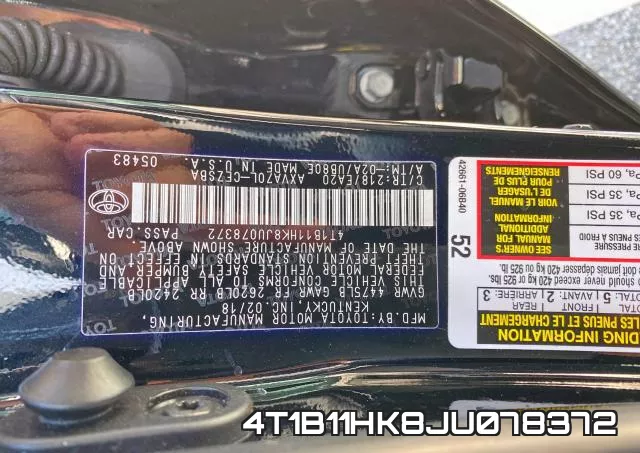 4T1B11HK8JU078372 фото 2