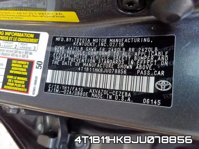 4T1B11HK8JU078856 фото 2