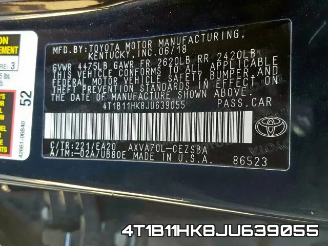 4T1B11HK8JU639055 фото 2