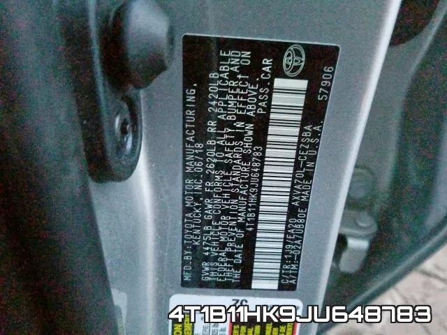4T1B11HK9JU648783 фото 2