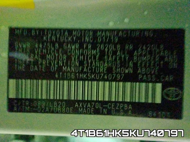 4T1B61HK5KU740797 фото 2