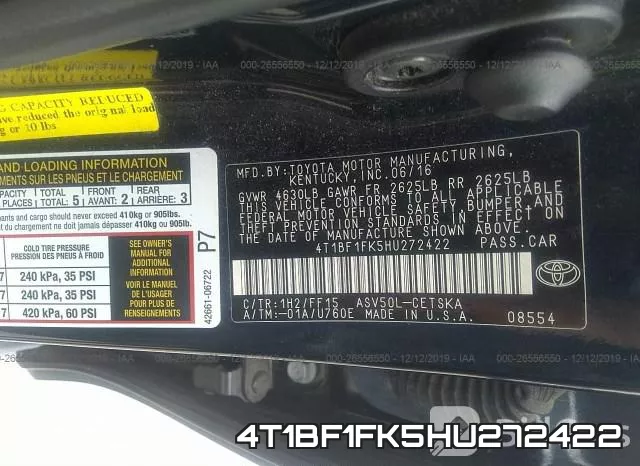 4T1BF1FK5HU272422 фото 10