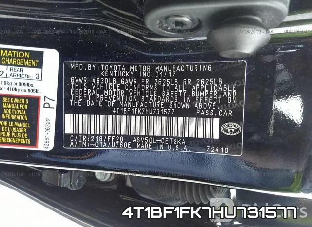 4T1BF1FK7HU731577 фото 9