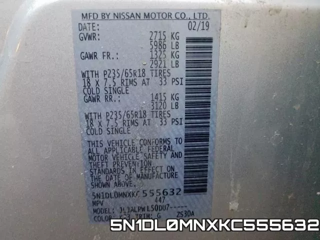 5N1DL0MNXKC555632 фото 2
