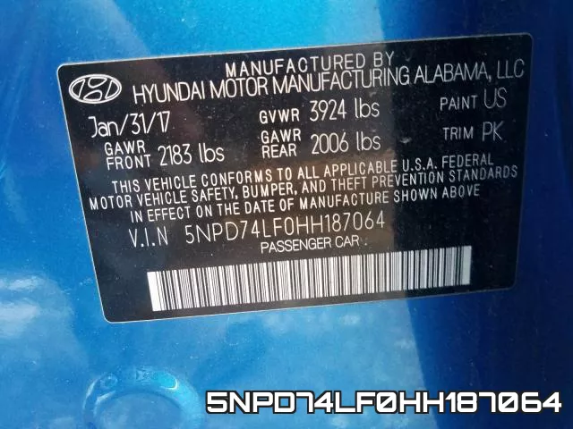 5NPD74LF0HH187064 фото 2