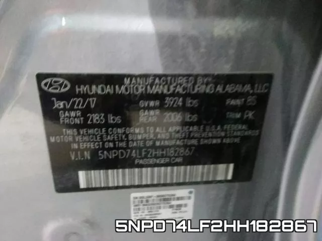 5NPD74LF2HH182867 фото 2