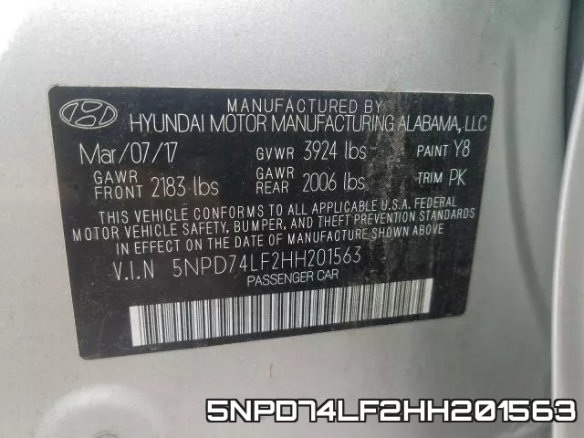 5NPD74LF2HH201563 фото 2