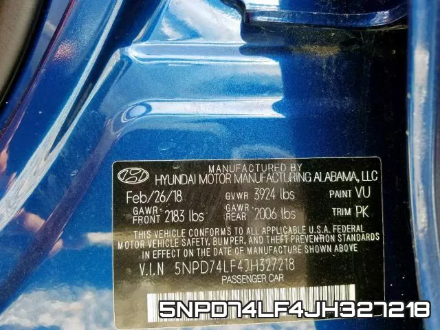 5NPD74LF4JH327218 фото 2