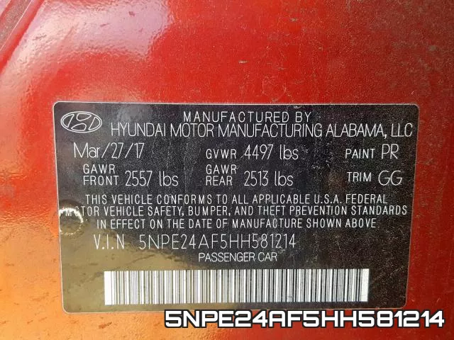 5NPE24AF5HH581214 фото 2