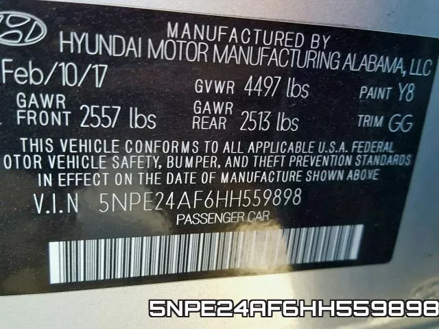 5NPE24AF6HH559898 фото 2