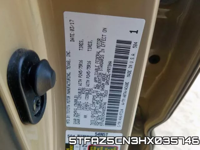 5TFAZ5CN3HX035746 фото 2