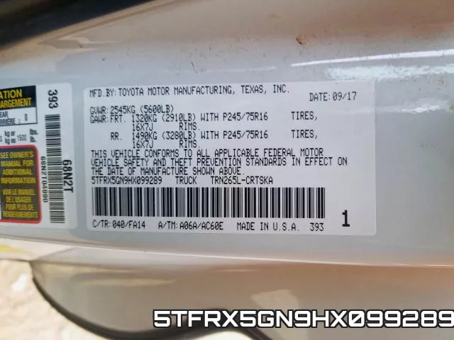 5TFRX5GN9HX099289 фото 2