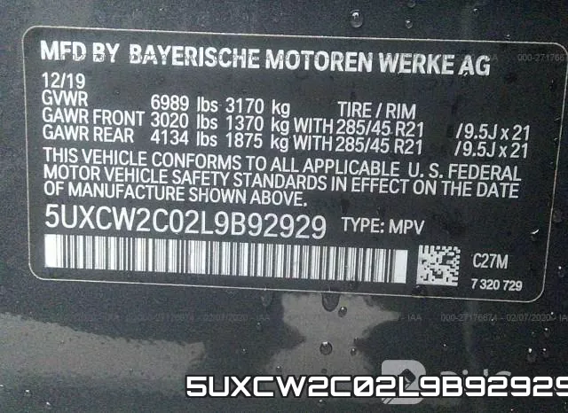 5UXCW2C02L9B92929 фото 10