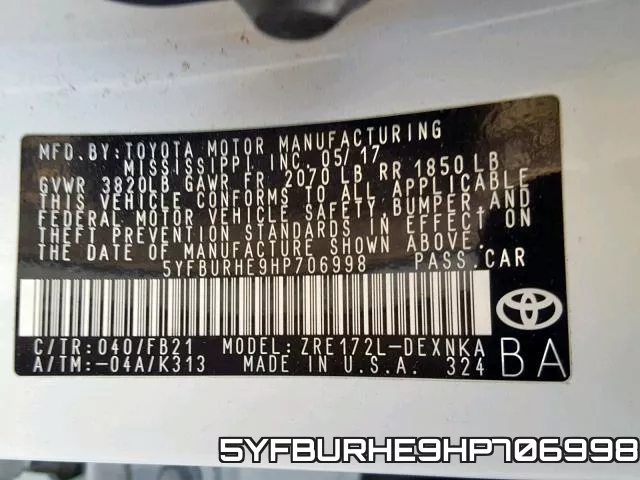 5YFBURHE9HP706998 фото 2