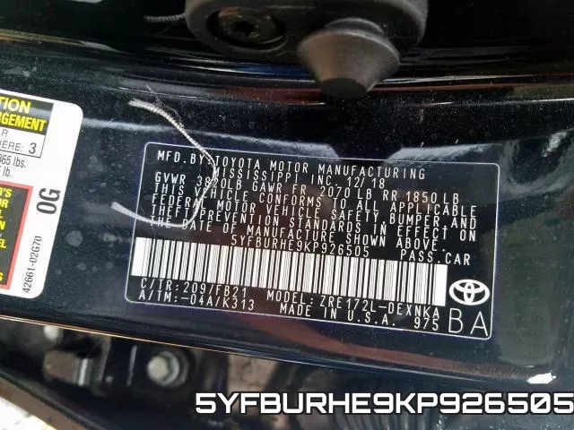 5YFBURHE9KP926505 фото 2