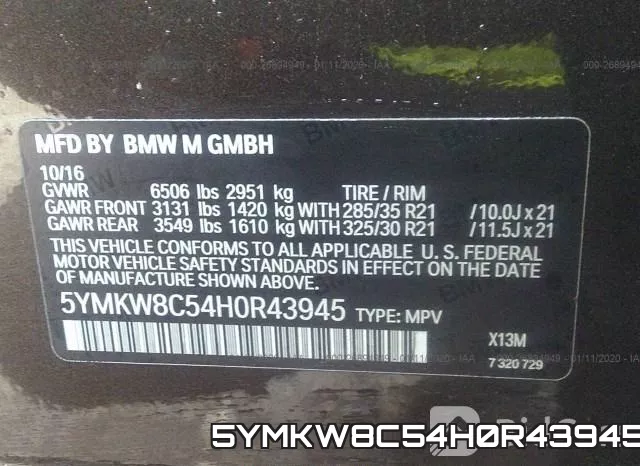 5YMKW8C54H0R43945 фото 10