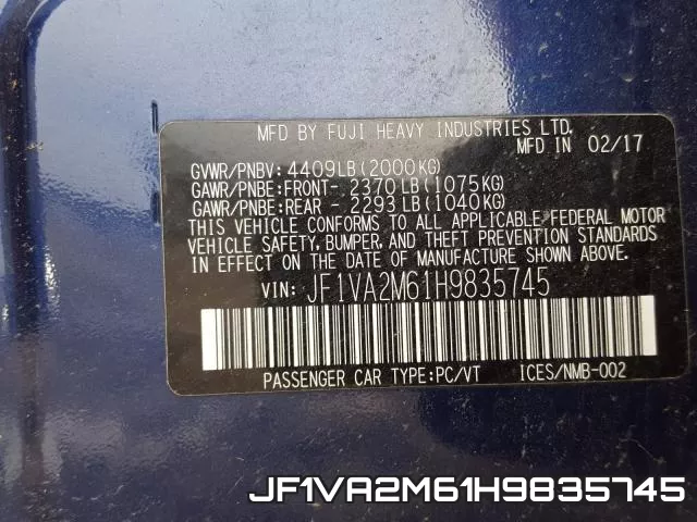 JF1VA2M61H9835745 фото 2