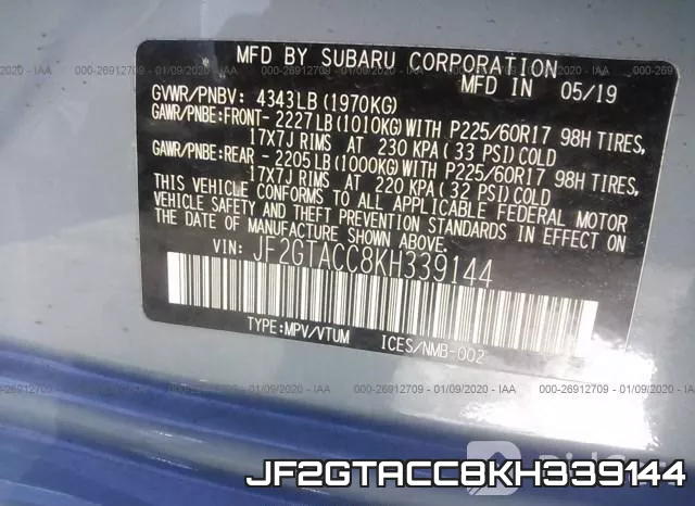 JF2GTACC8KH339144 фото 8