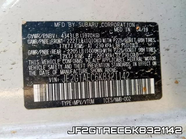 JF2GTAEC6K8321142 фото 2