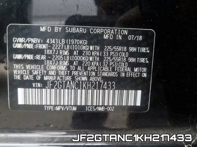 JF2GTANC1KH217433 фото 2