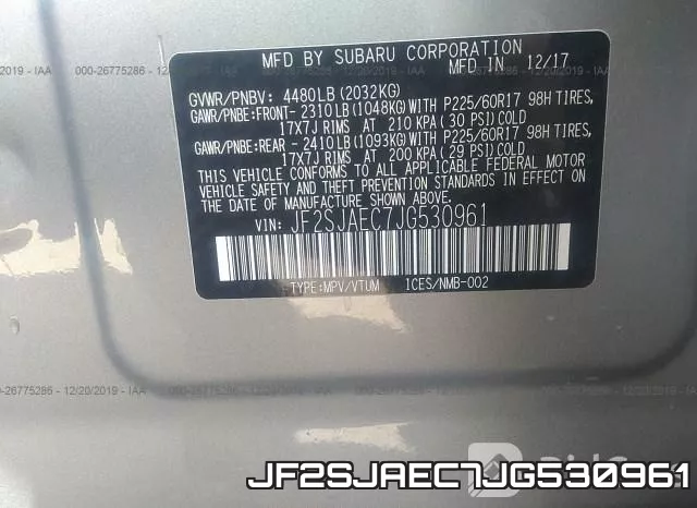 JF2SJAEC7JG530961 фото 6