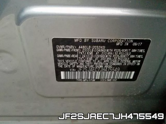 JF2SJAEC7JH475549 фото 2