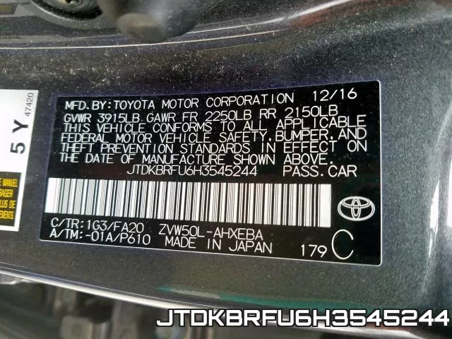 JTDKBRFU6H3545244 фото 2
