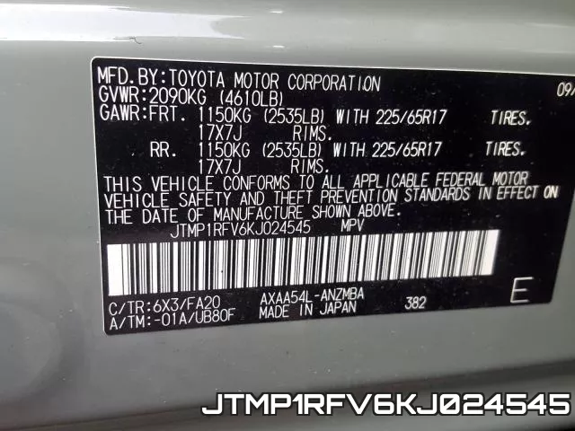 JTMP1RFV6KJ024545 фото 2