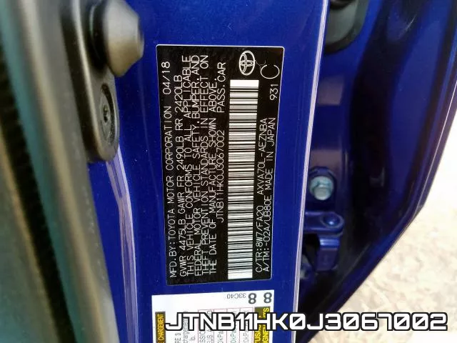 JTNB11HK0J3067002 фото 2