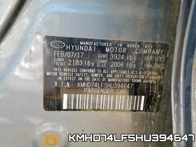 KMHD74LF5HU394647 фото 2