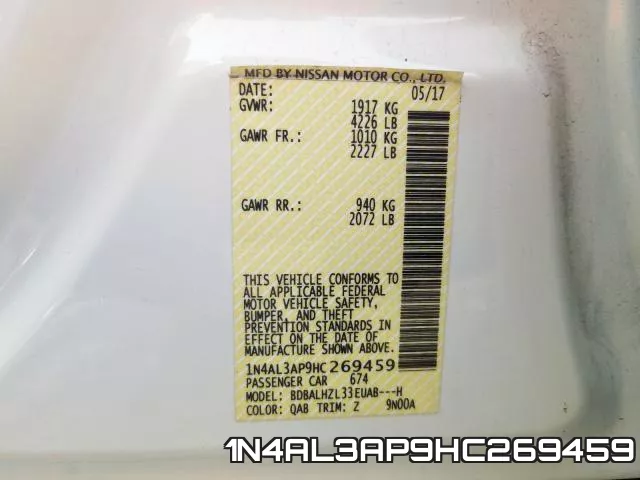 1N4AL3AP9HC269459 фото 2