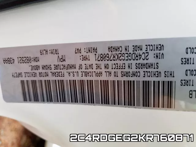 2C4RDGEG2KR760871 фото 2