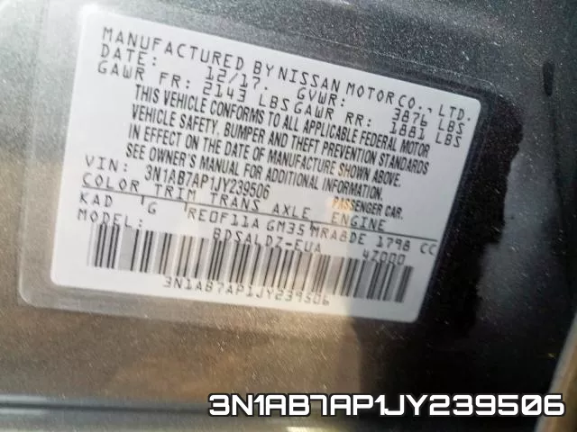 3N1AB7AP1JY239506 фото 2