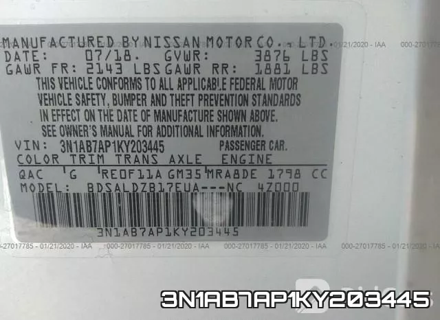 3N1AB7AP1KY203445 фото 7