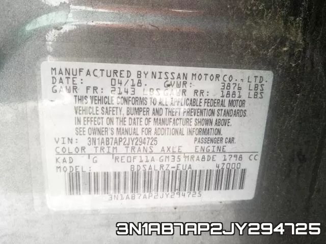 3N1AB7AP2JY294725 фото 2