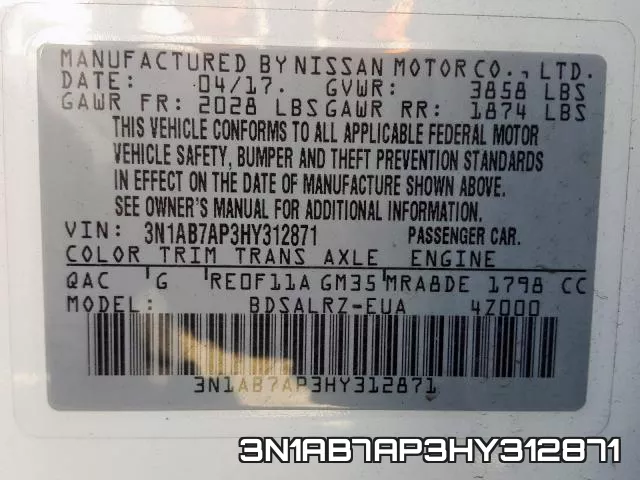 3N1AB7AP3HY312871 фото 2