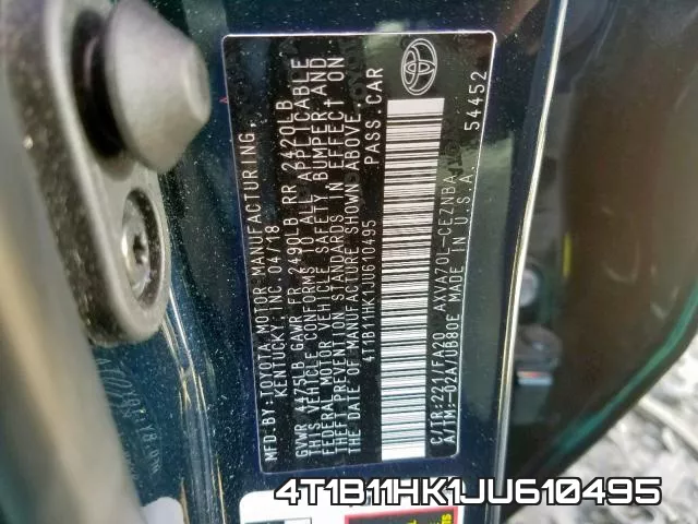 4T1B11HK1JU610495 фото 2