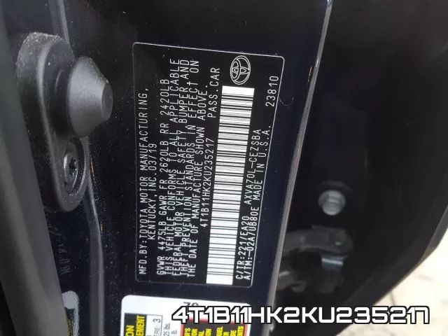 4T1B11HK2KU235217 фото 2