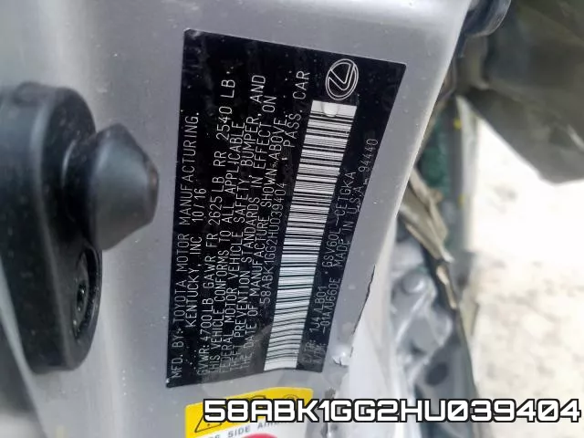 58ABK1GG2HU039404 фото 2
