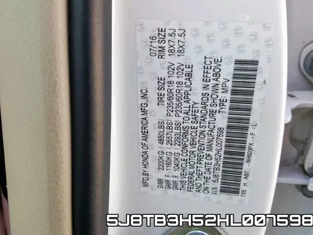 5J8TB3H52HL007598 фото 2
