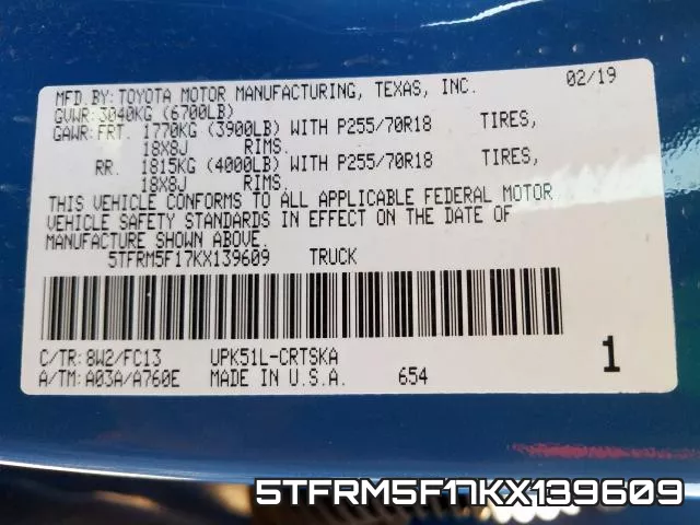 5TFRM5F17KX139609 фото 2