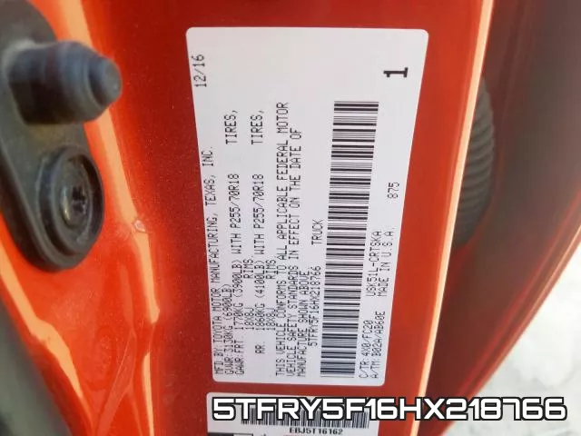 5TFRY5F16HX218766 фото 2