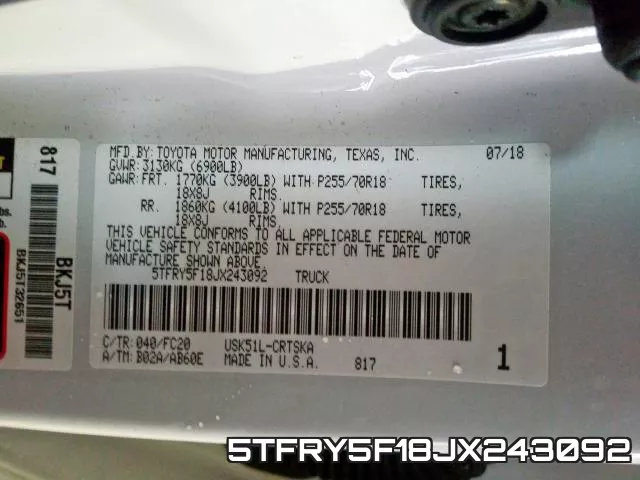 5TFRY5F18JX243092 фото 2