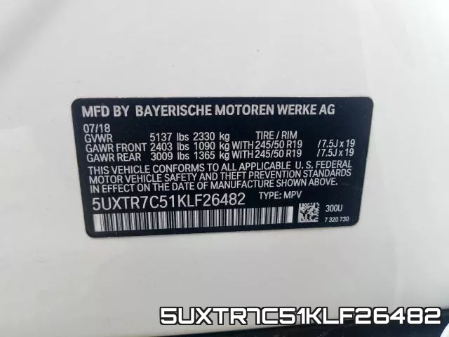 5UXTR7C51KLF26482 фото 2
