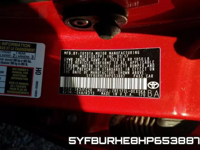 5YFBURHE8HP653887 фото 2