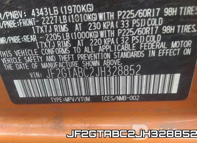 JF2GTABC2JH328852 фото 9